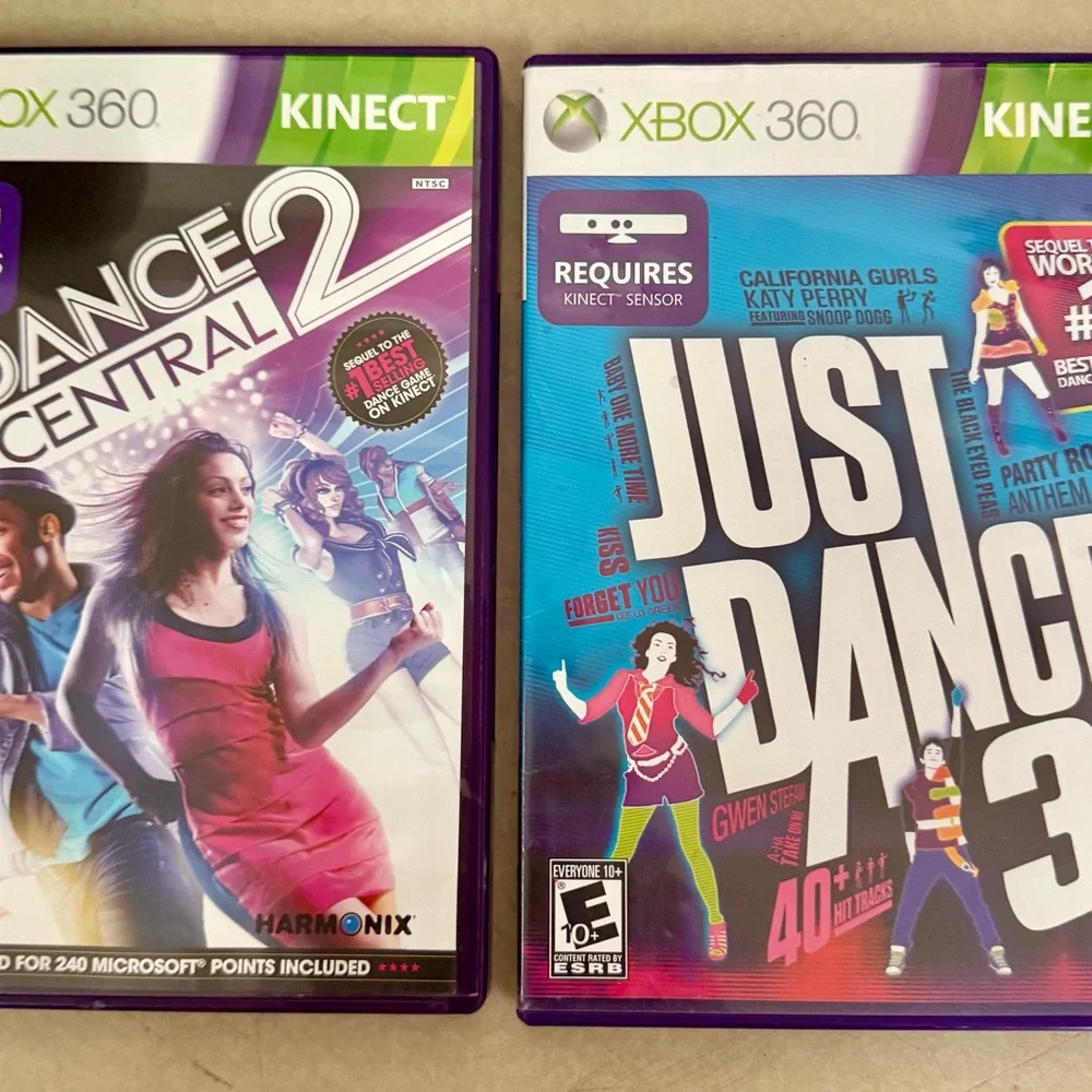 Dance LOT Dance Central 2 & Just Dance 3 Xbox 360 Kinect both WORK